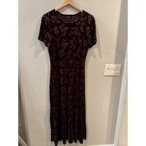 Karen Kane Velvet Burnout Dress Floral goth whimsigoth Short Sleeve‎ M witchy